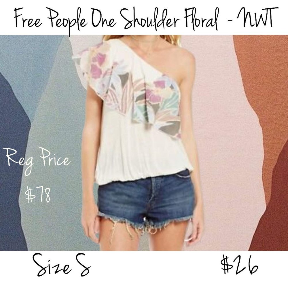 Free People 1 shoulder floral blouse size Sm NWT